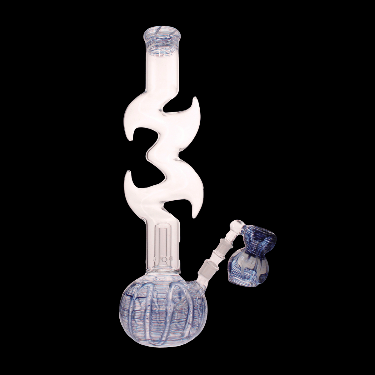 Battle Axe heavyweight glass bong with ash catcher – 45 cm tall, blue detail