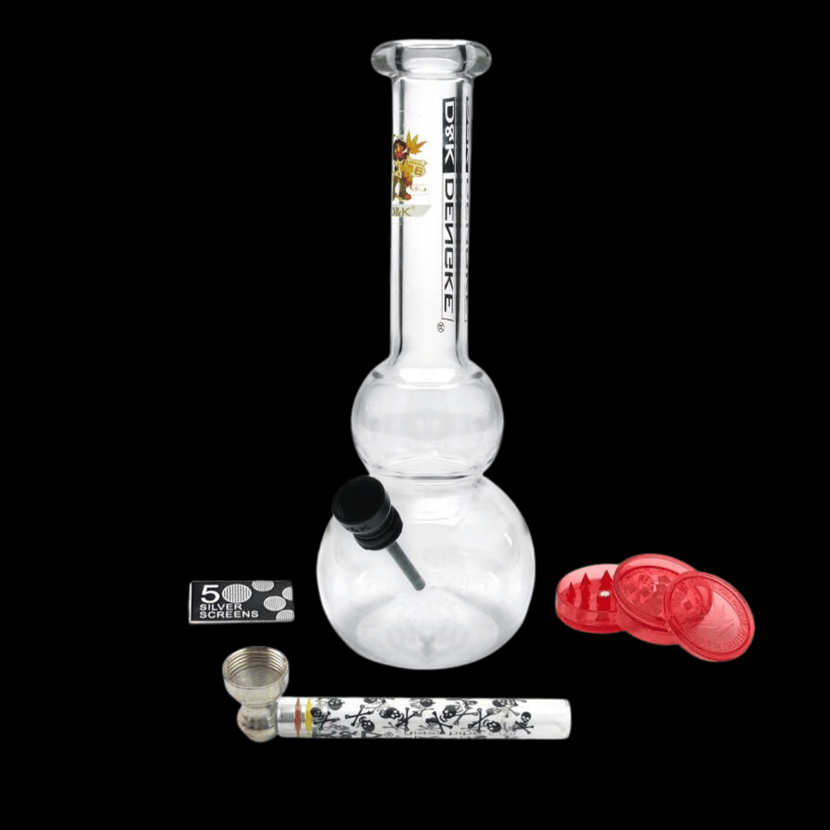 Double Bubble Glass Bong Gift Set — 20cm Starter Smoking Bundle