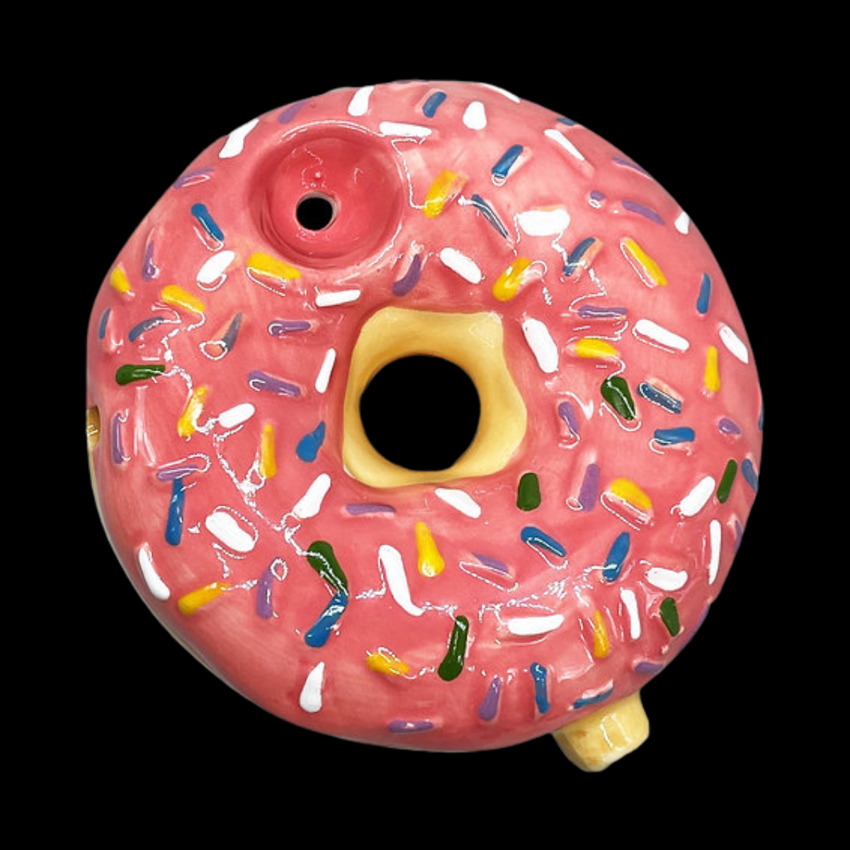Close-up of the Ceramic Doughnut Pipe showcasing high-quality ceramic craftsmanship.