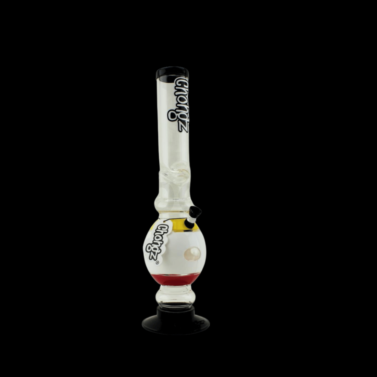Chongz Happy Daze 40cm clear acrylic bong with rounded bubble chamber and coloured accents