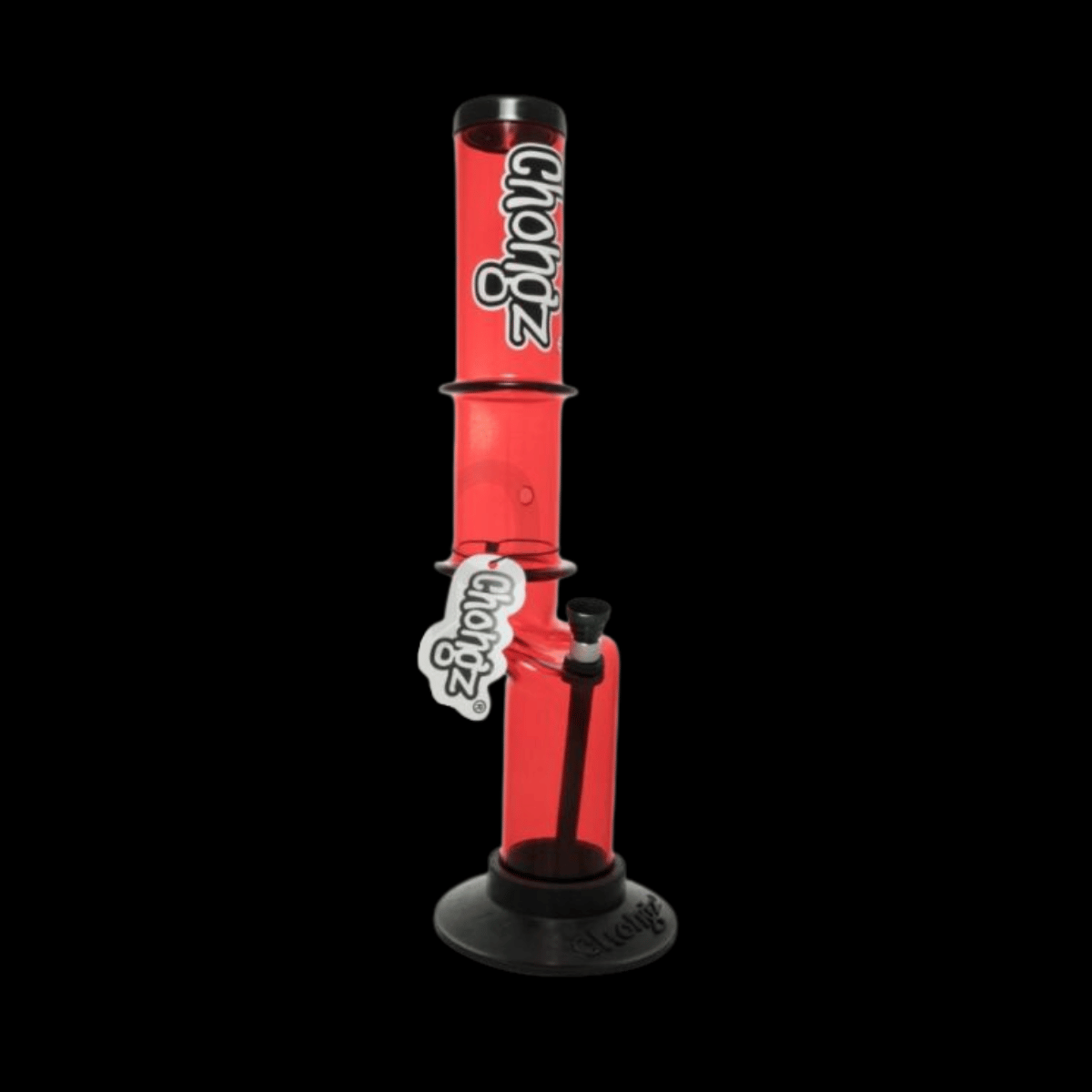 Chongz Dirty Heathen 36cm red acrylic ice bong with black base and accents