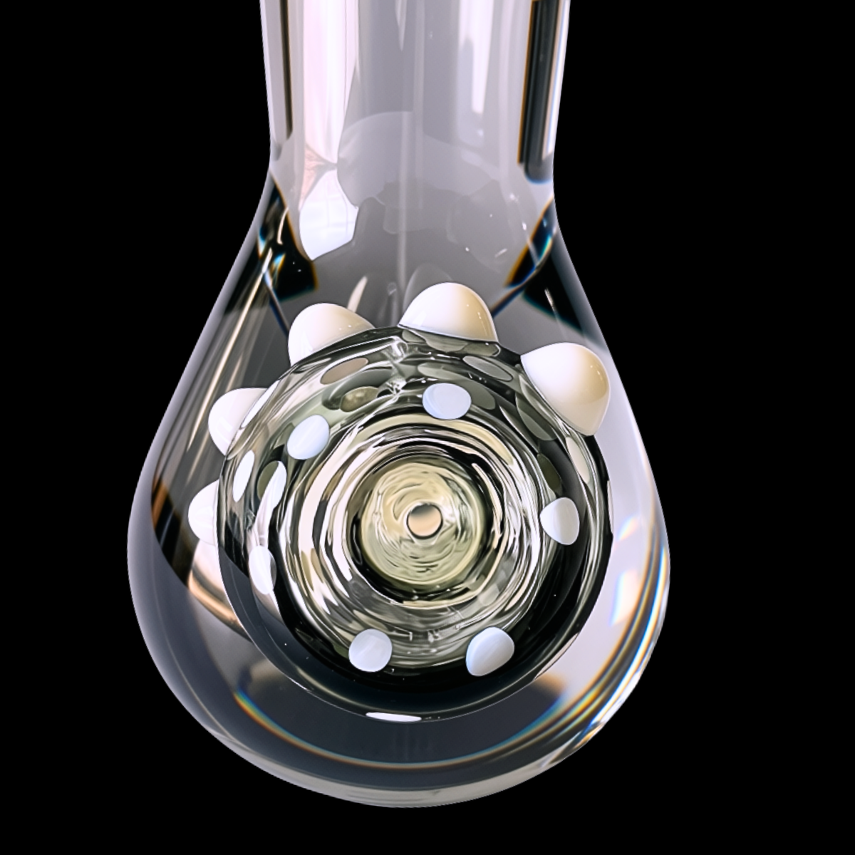 Top-down view inside the Chongz Menace beaker base and downstem