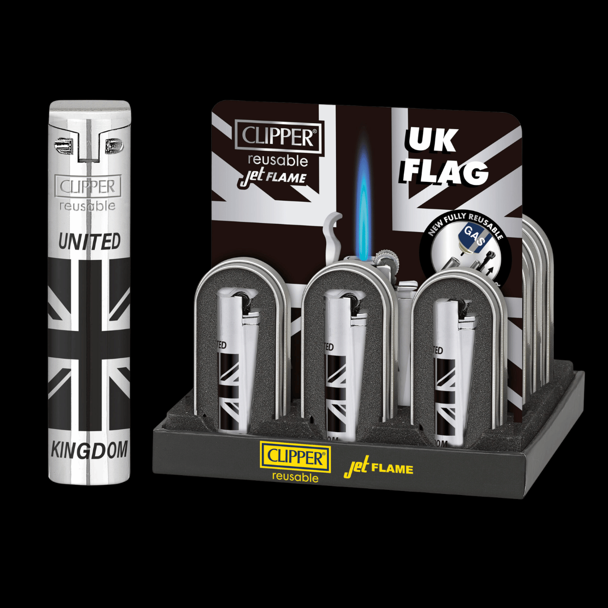 Clipper Metal Jet Flame Lighter – UK Flag Edition
