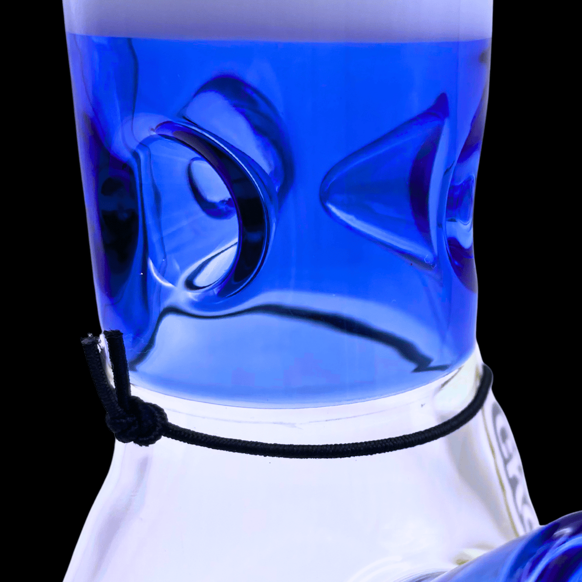 1. Close-up of the blue Chongz Beef Galore bong showing the internal ice notches