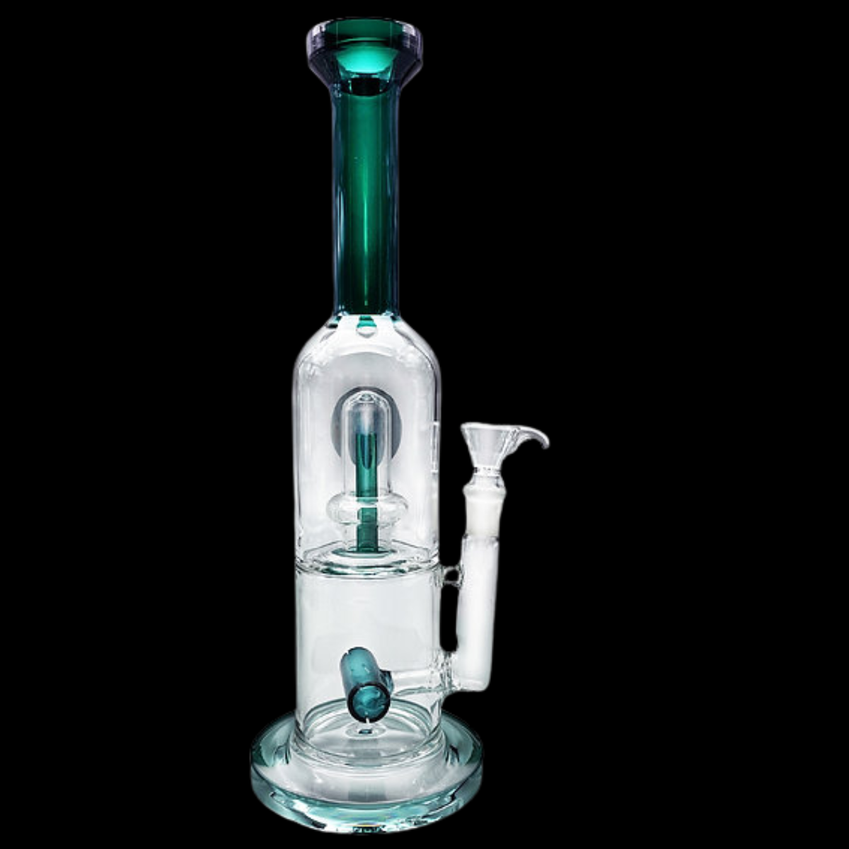 Glass Percolator Double Chamber Bong displayed on a stable base.
