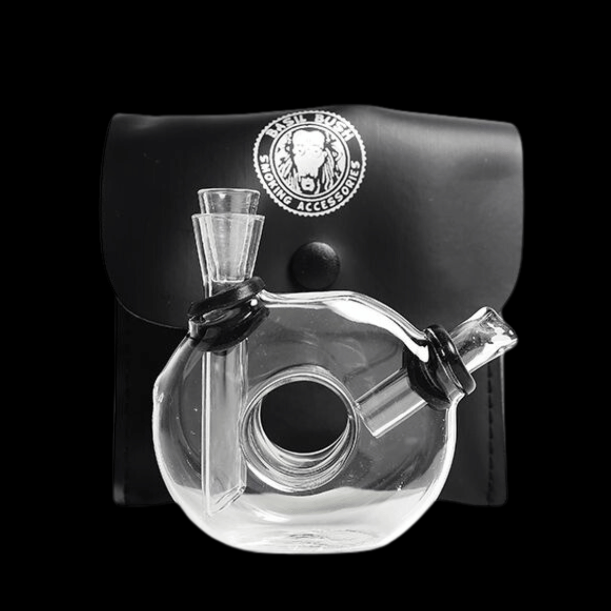 Compact borosilicate glass travel bong with sleek, minimalist shape