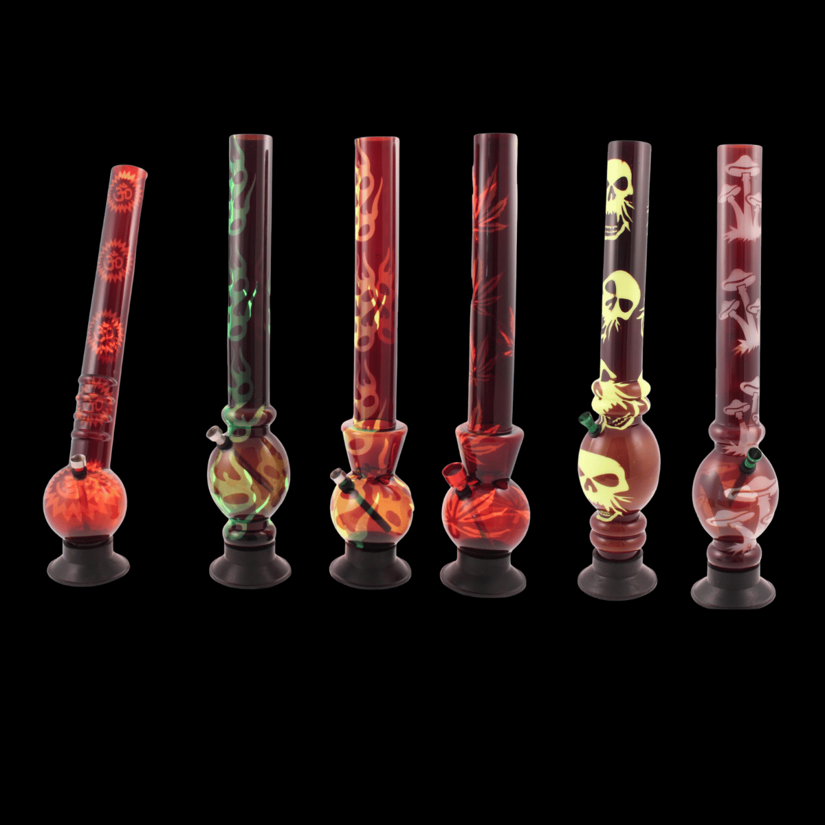 Tall Ice-Pinch Acrylic Bong — 50 cm acrylic with mixed motifs and ice-pinch neck