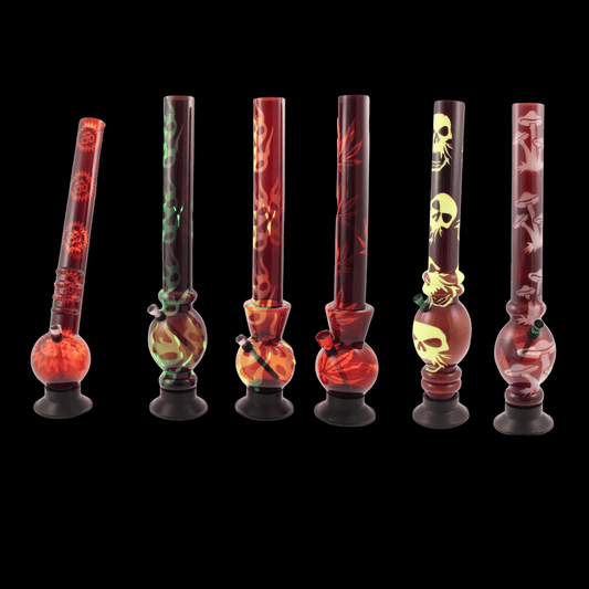 Tall Ice-Pinch Acrylic Bong — 50 cm acrylic with mixed motifs and ice-pinch neck
