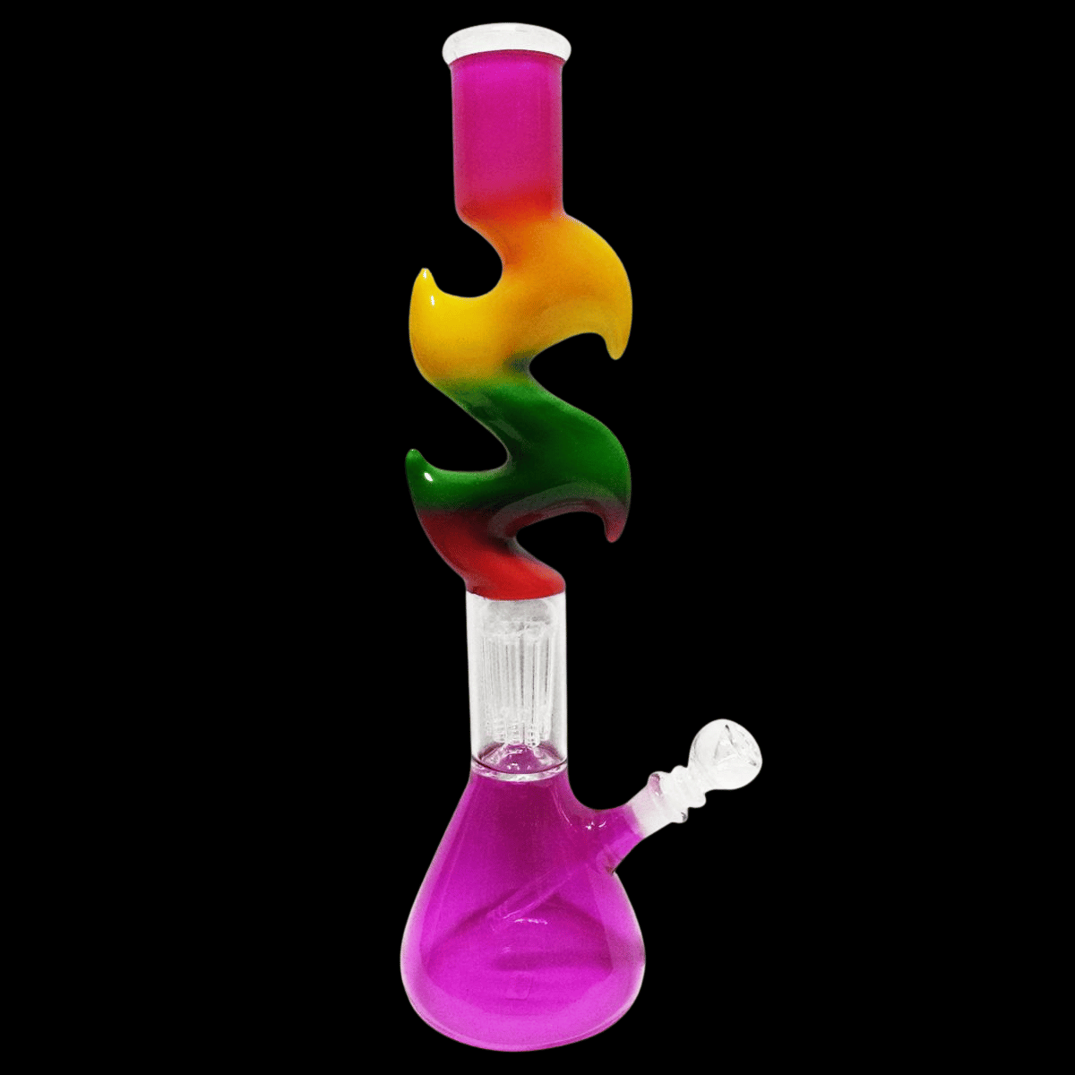 The Zig Zag Twist Glass Bong — Colour Flow Perc Edition (46cm)