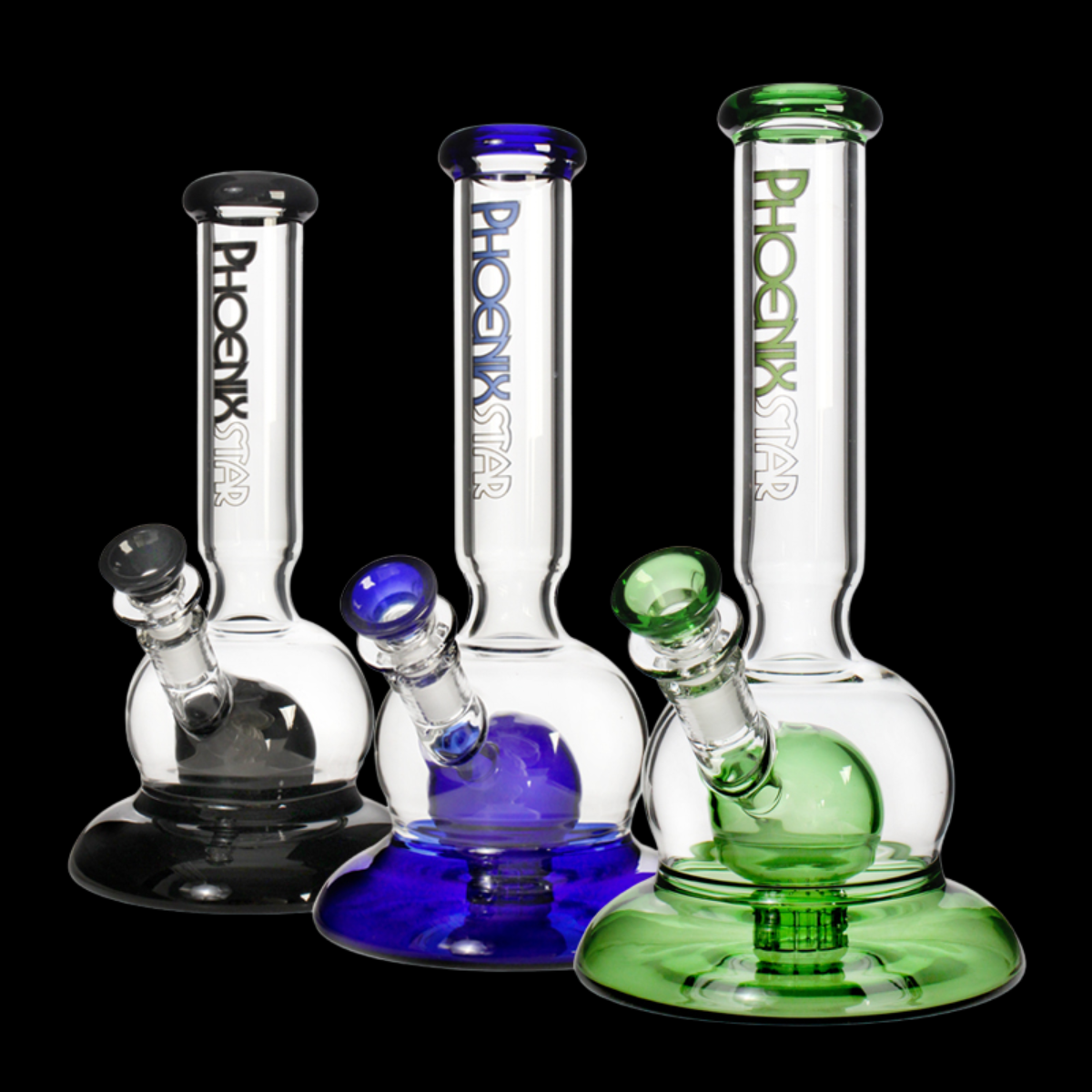 BubbleBeam 26cm bubble base glass bong – mixed colours