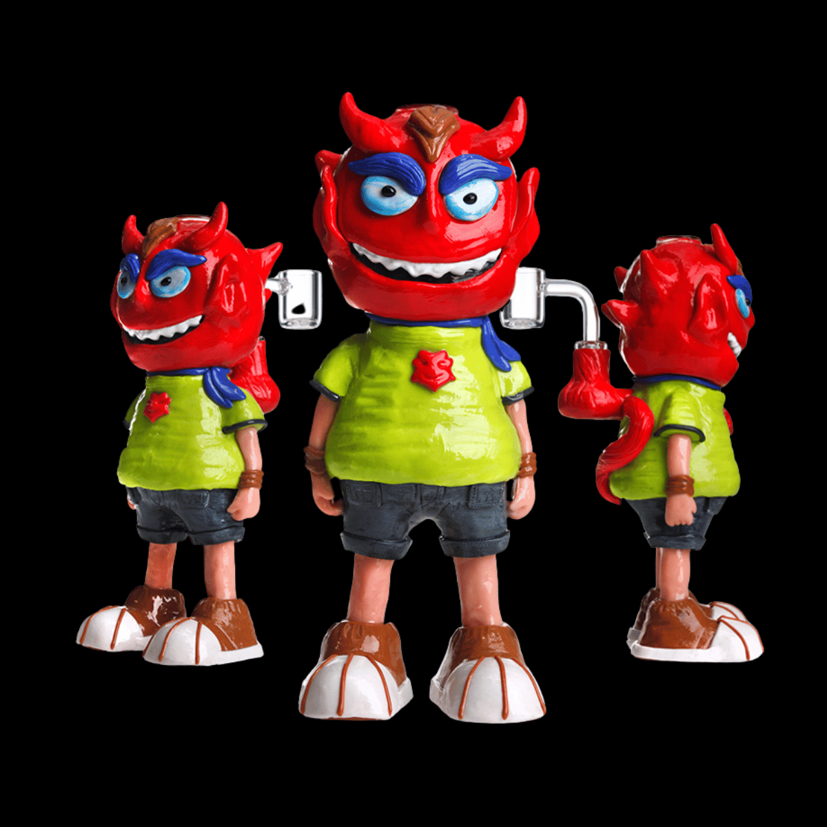 Horned devil 3D resin & glass novelty bong – 20 cm, 391 g, red figure