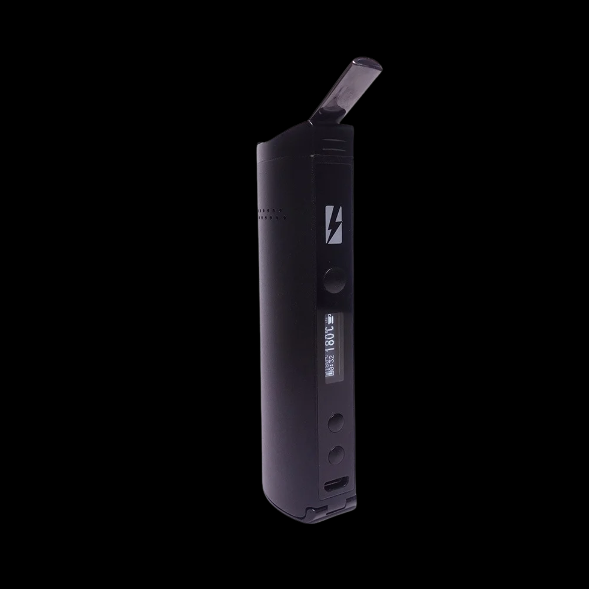 Close-up of the Spirit Vaporiser’s OLED display and ceramic chamber.