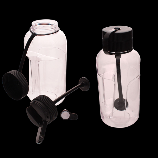 Stealth bottle bong disguised as a water bottle with screw-cap lid and built-in mouthpiece