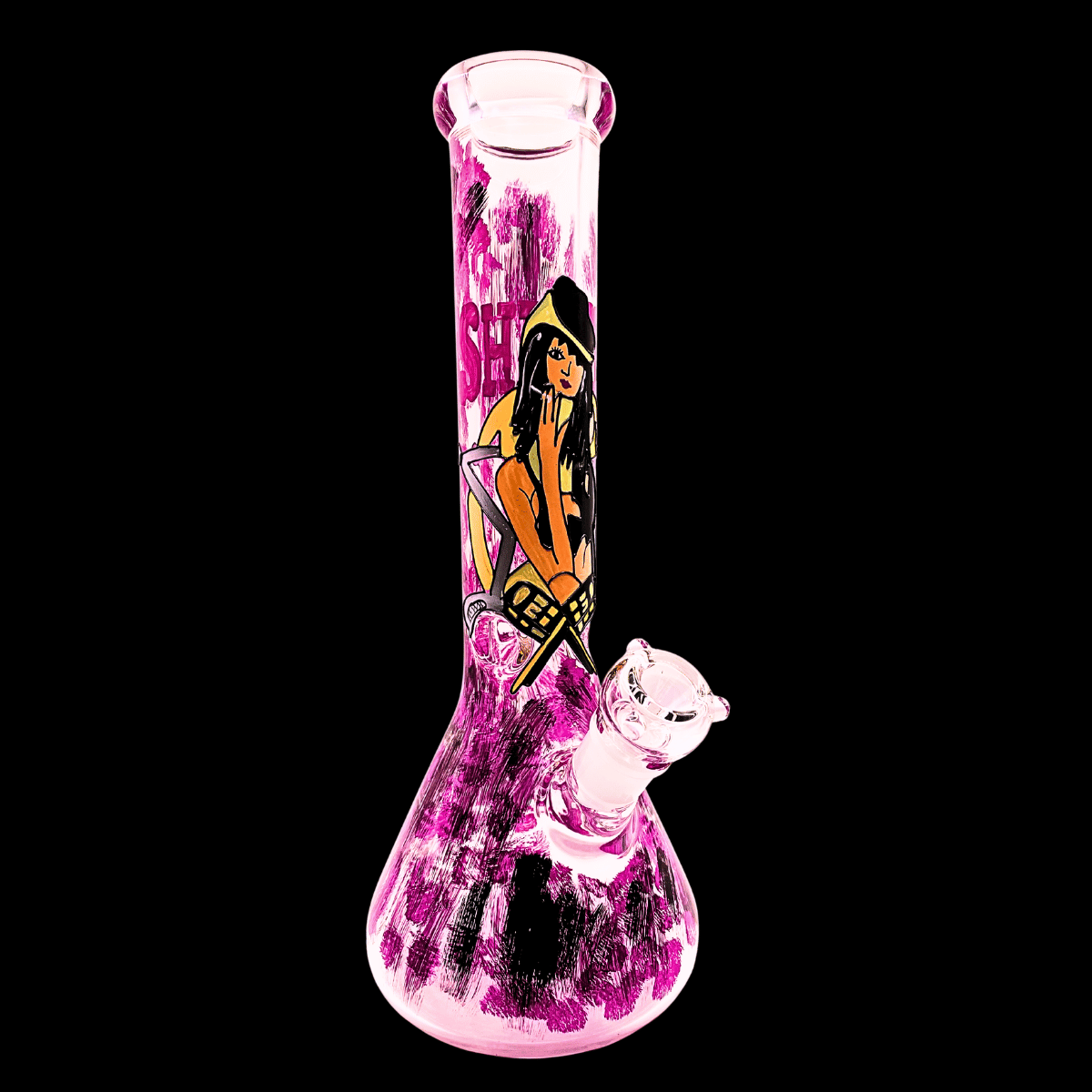 The Inked Bunny Babe Hand-Painted Glass Bong – 32cm