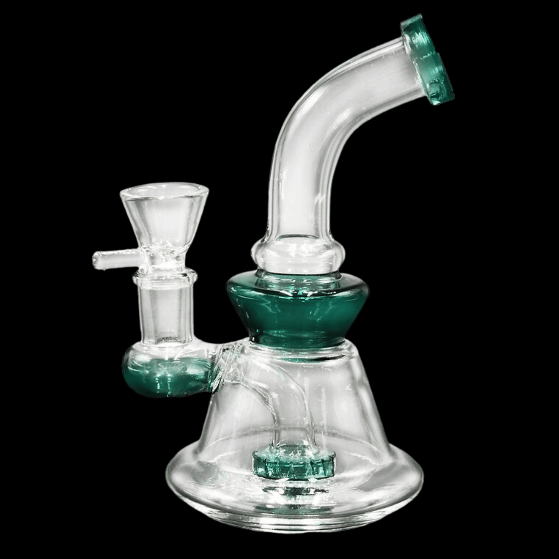 Small percolator bong with 14mm curved glass mouthpiece