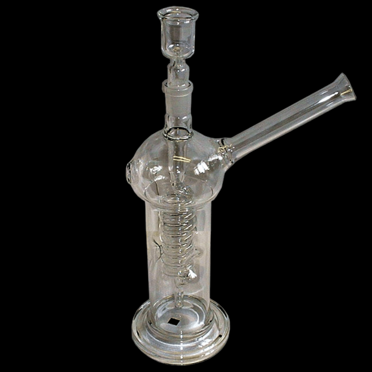 Spiral Glass Bong with top mounted glass bowl