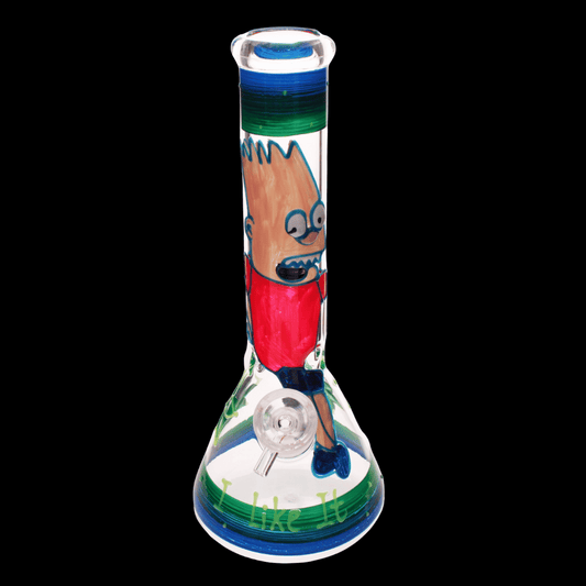 Bart 3D Glass Bong – Hand-Painted Cartoon Waterpipe