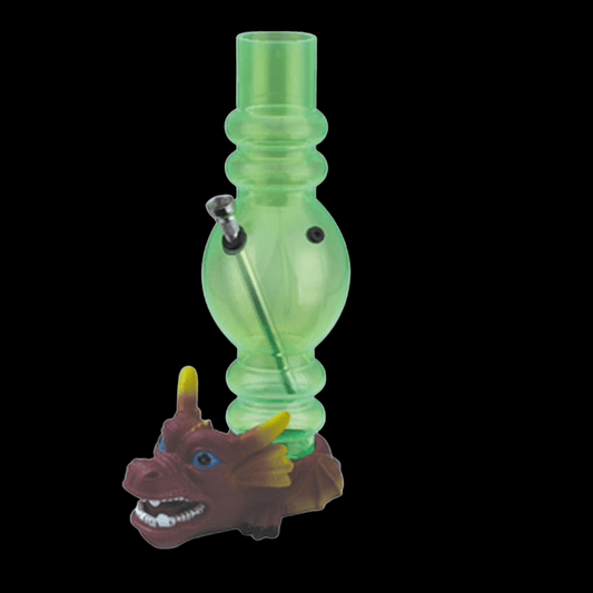 Dragon Acrylic Bong – 32cm novelty acrylic bong with dragon head base and green acrylic tube