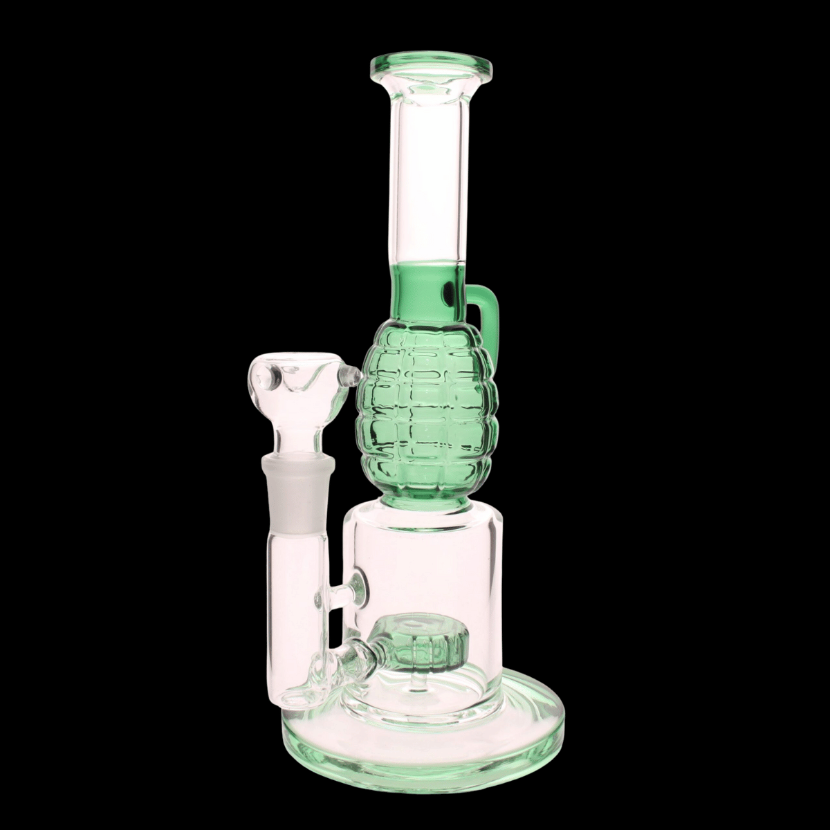 Grenade Glass Bong – Green Compact Waterpipe with Perc