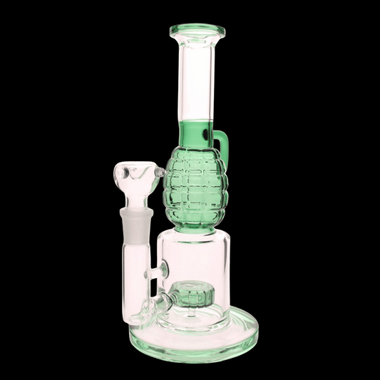 Grenade Glass Bong – Green Compact Waterpipe with Perc