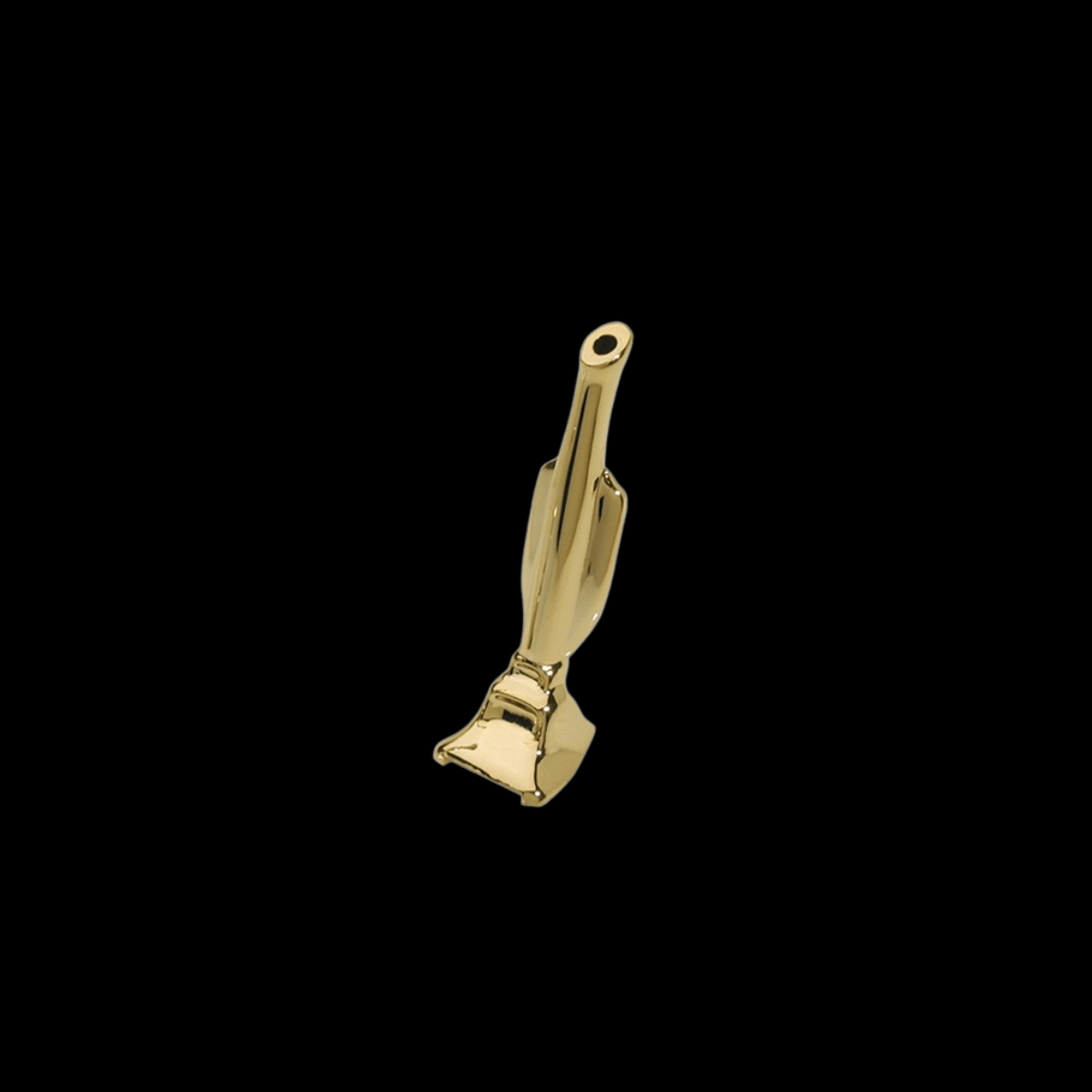 Gold hoover-style snuffer tube with tapered mouth — mini vacuum sniff tool