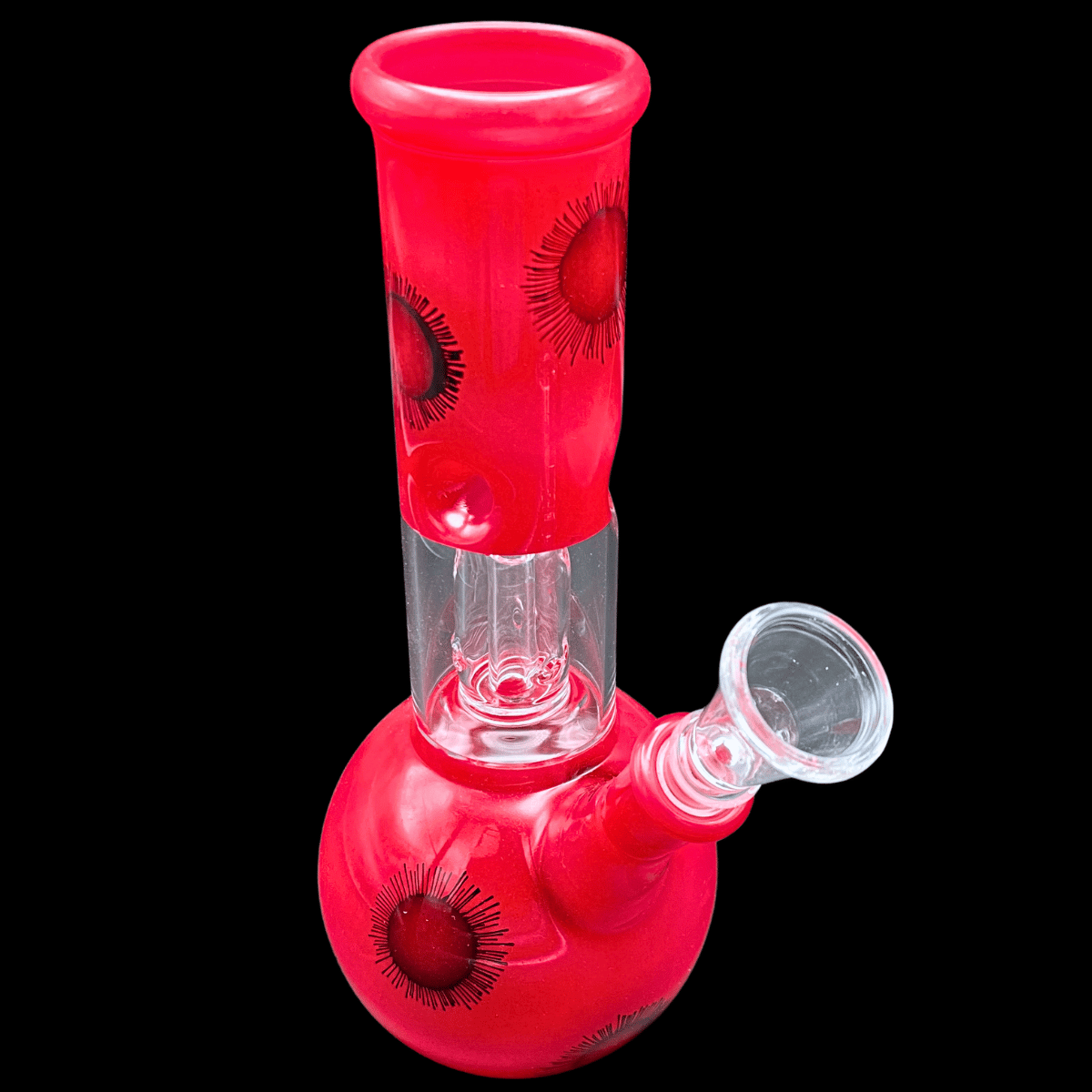 Red 20cm ice-pinch percolator glass bong – full front view