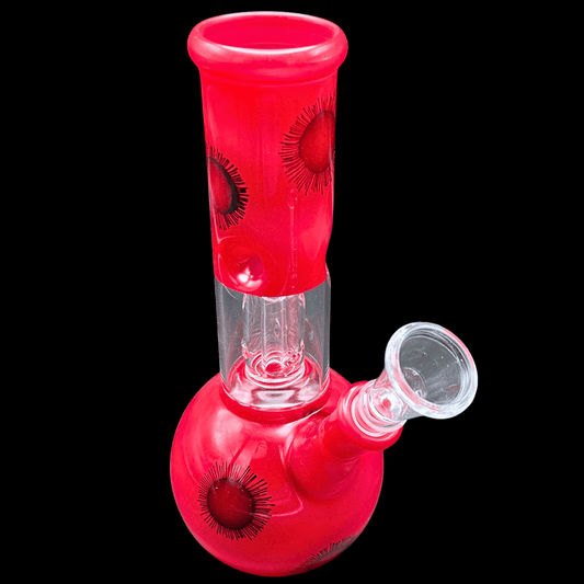 Red 20cm ice-pinch percolator glass bong – full front view