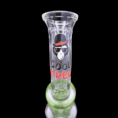 Front view of Lime Matrix 20cm bent-neck honeycomb perc glass bong