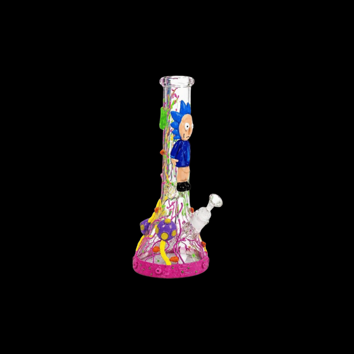 Rick and Morty inspired 3D glass beaker bong 34cm