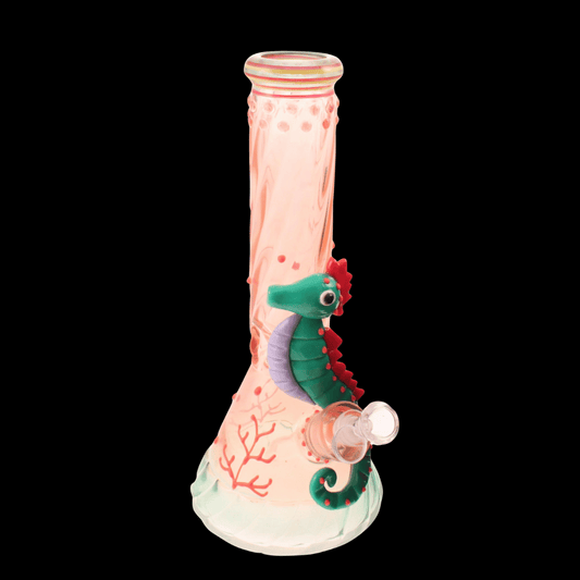 Seahorse 3D resin & glass bong – 32 cm, 1179 g, coral reef theme
