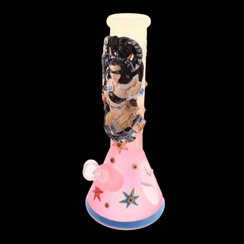 Star Goddess glass bong with decorative 3D resin detailing