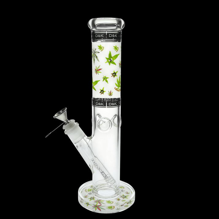 Leaf-motif glass bong with 3-finger ice-pinch catcher