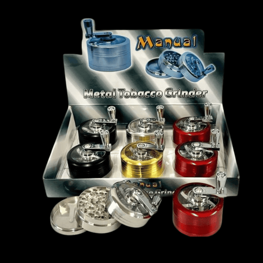 55mm Crank Handle Metal Herb Grinder – 3 Piece
