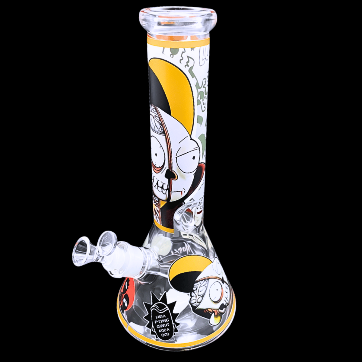 White and orange Split-Face Rick glass beaker bong – 25cm