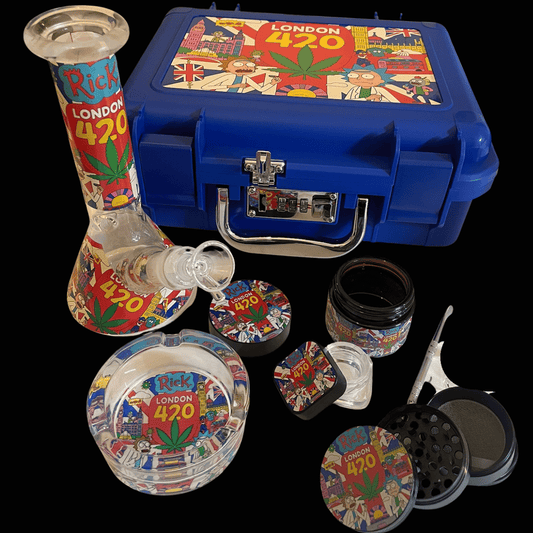 London 420 Bong & Dab Kit — Blue Locking Hard Case Gift Set