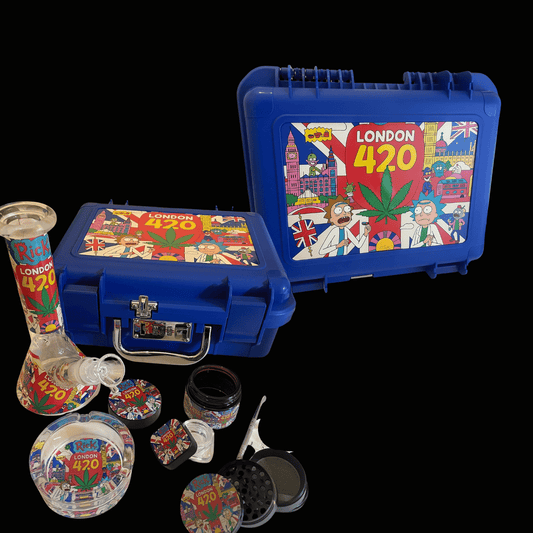 Rick & Morty London 420 Bong & Dab Kit — Blue Locking Hard Case Gift Set