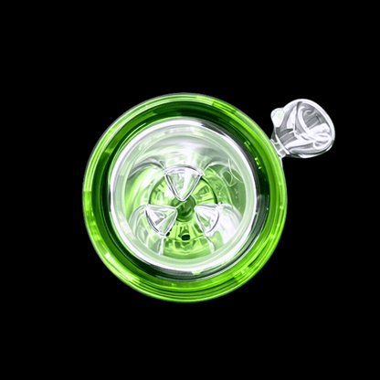 Close-up of the Green Core bong ice pinch inside the glass neck