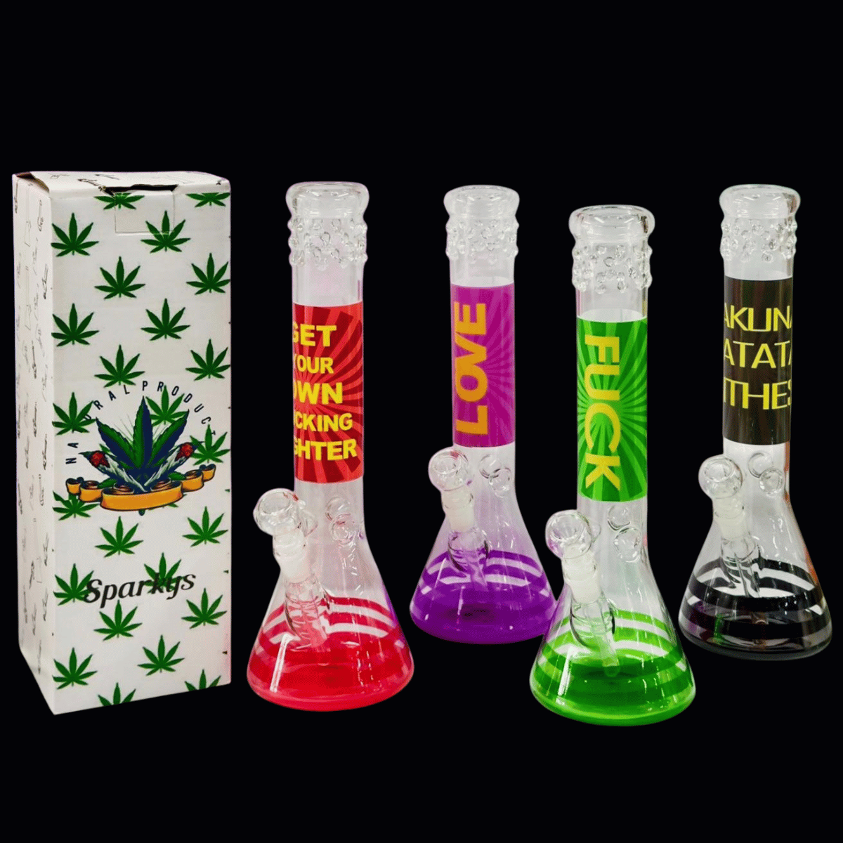 The Banter Ice Glass Bong — Slogan Edition (36cm)