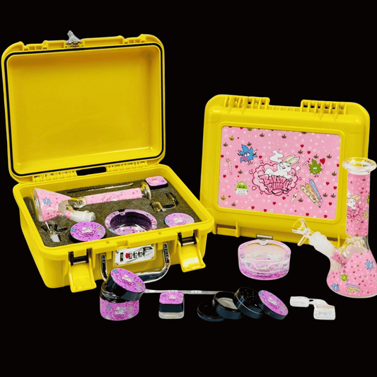 Baked Bunny Pink Bong & Dab Kit — Locking Hard Case Gift Set