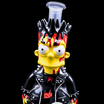 Front close-up of Bart Simpson-inspired punk character glass bong