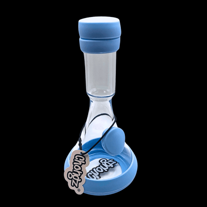 Chongz Emmet M 20cm glass ice bong with blue silicone base and mouthpiece