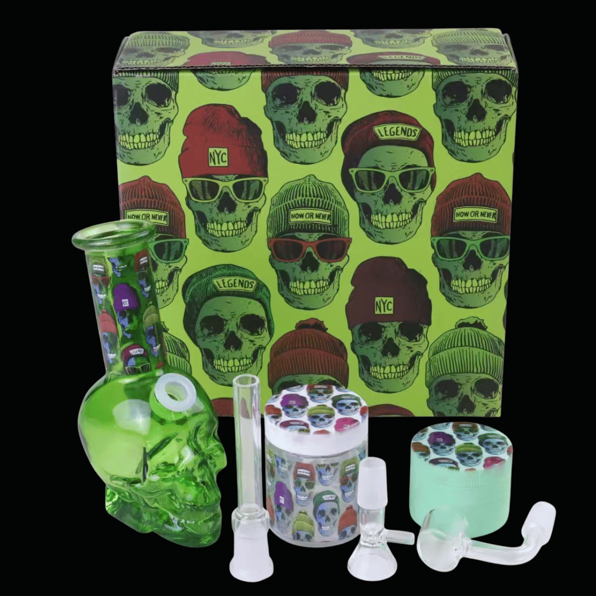 Skull Glass Bong Gift Set
