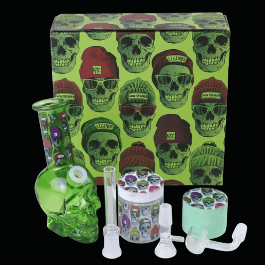 Skull Glass Bong Gift Set