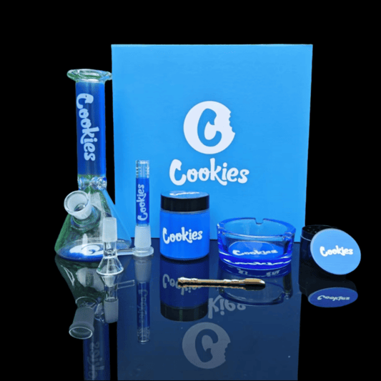Cookies Blue Glass Gift Set — 6 Piece Smoking Bundle
