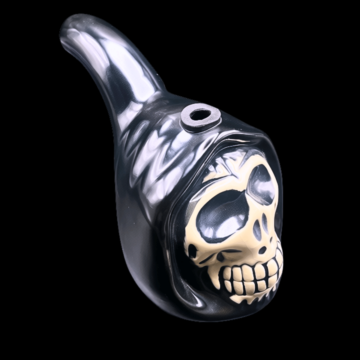 Hooded Grim Reaper ceramic skull bong – 22cm