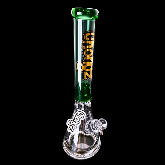Chongz Big Fat Base 42cm glass bong with green accents – full front view