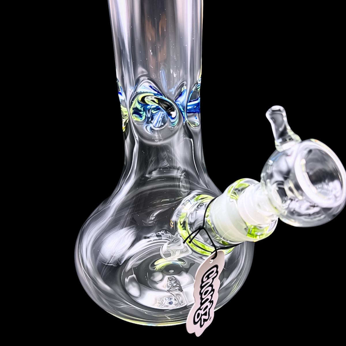 Close-up of the rounded chamber and removable bowl on the Chongz Eclipse bong