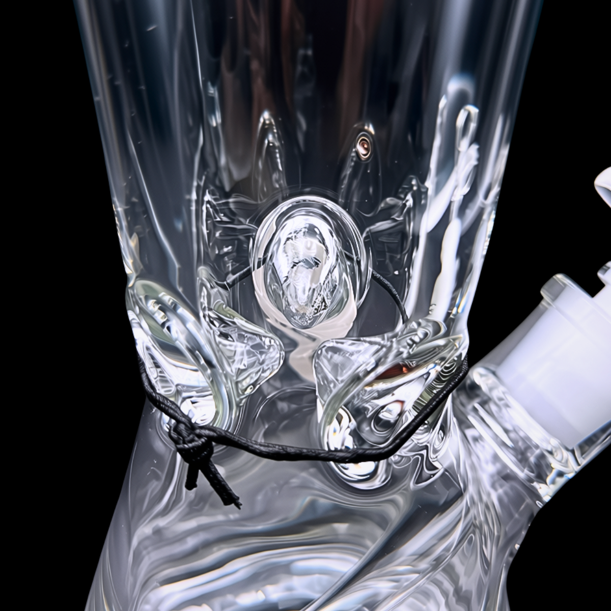 Close-up of the thick glass base and downstem connection on the Chongz Tyson bong