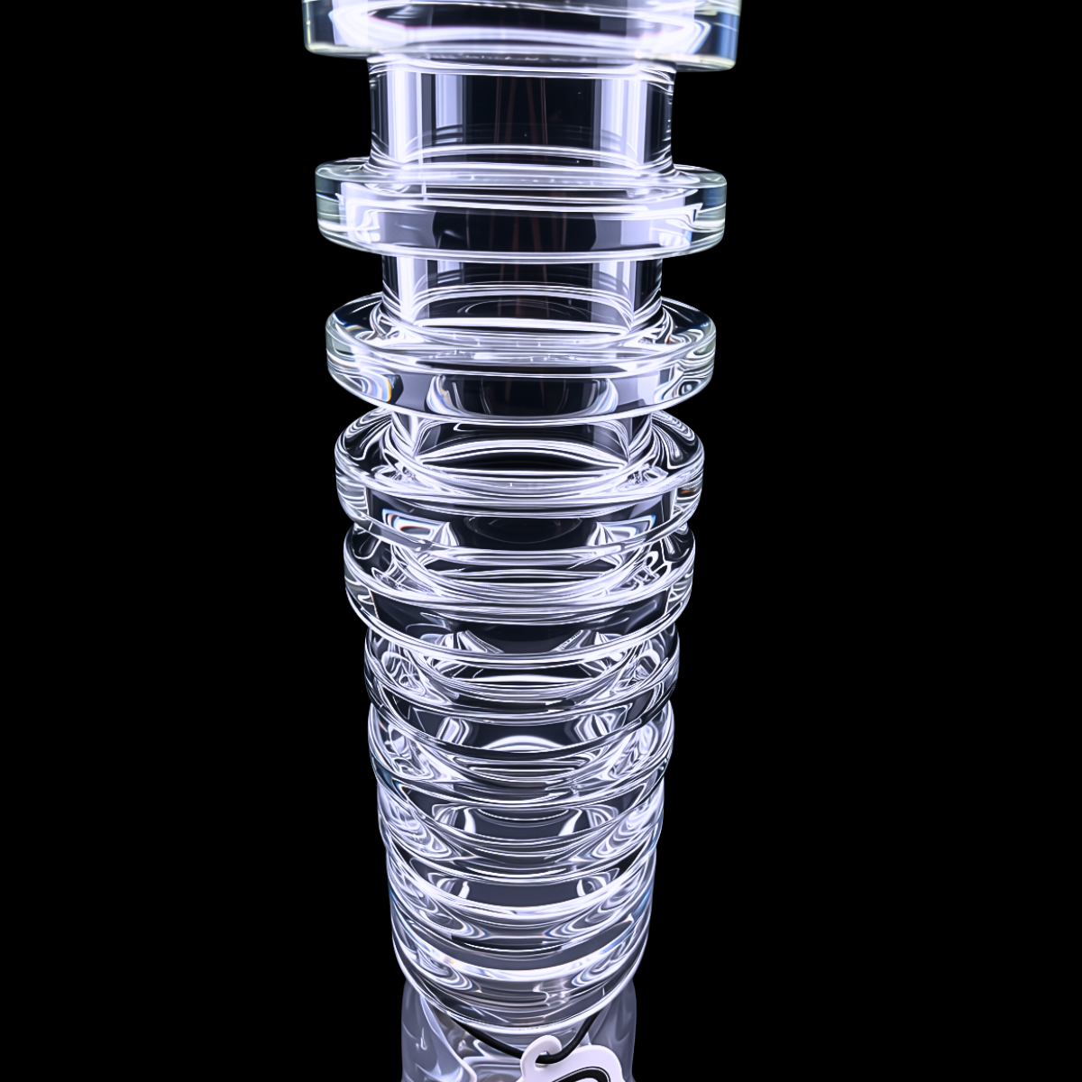 Close-up of the distinctive ribbed glass neck on the Chongz Lovely Bones bong