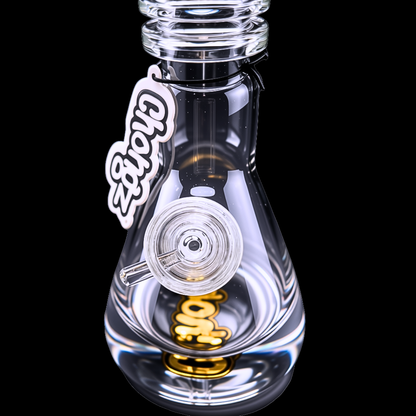 Front view of the rounded chamber and removable bowl on the Chongz Lovely Bones bong